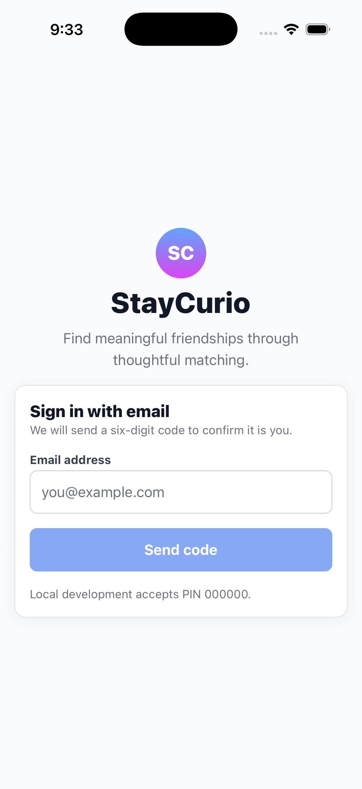 Real Life Friends screenshot: iOS login