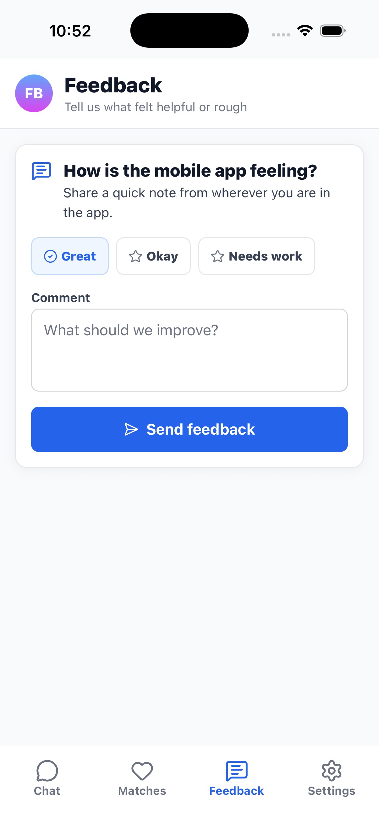 Real Life Friends screenshot: iOS feedback