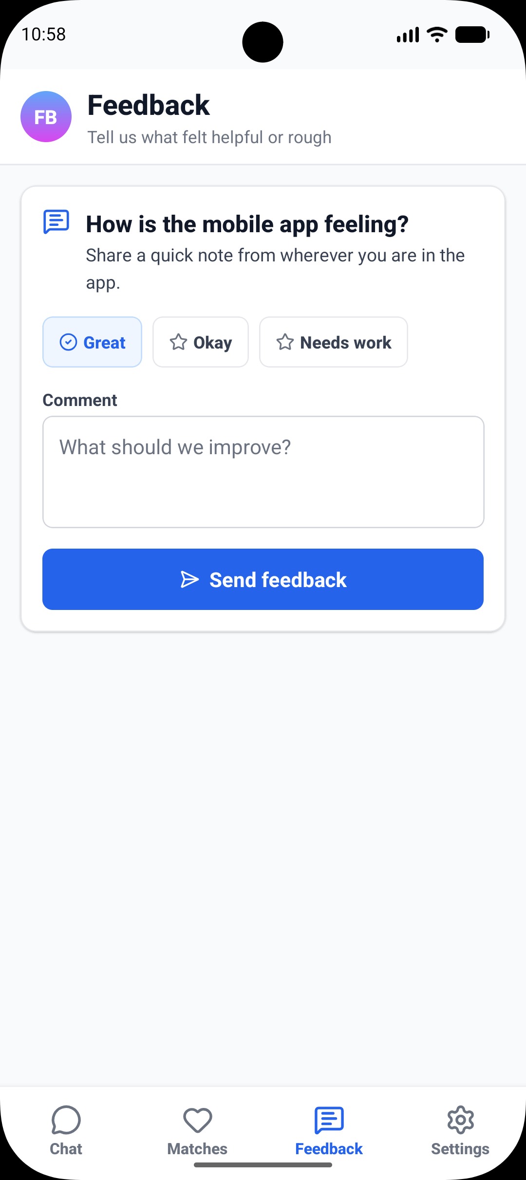 Real Life Friends screenshot: Android feedback