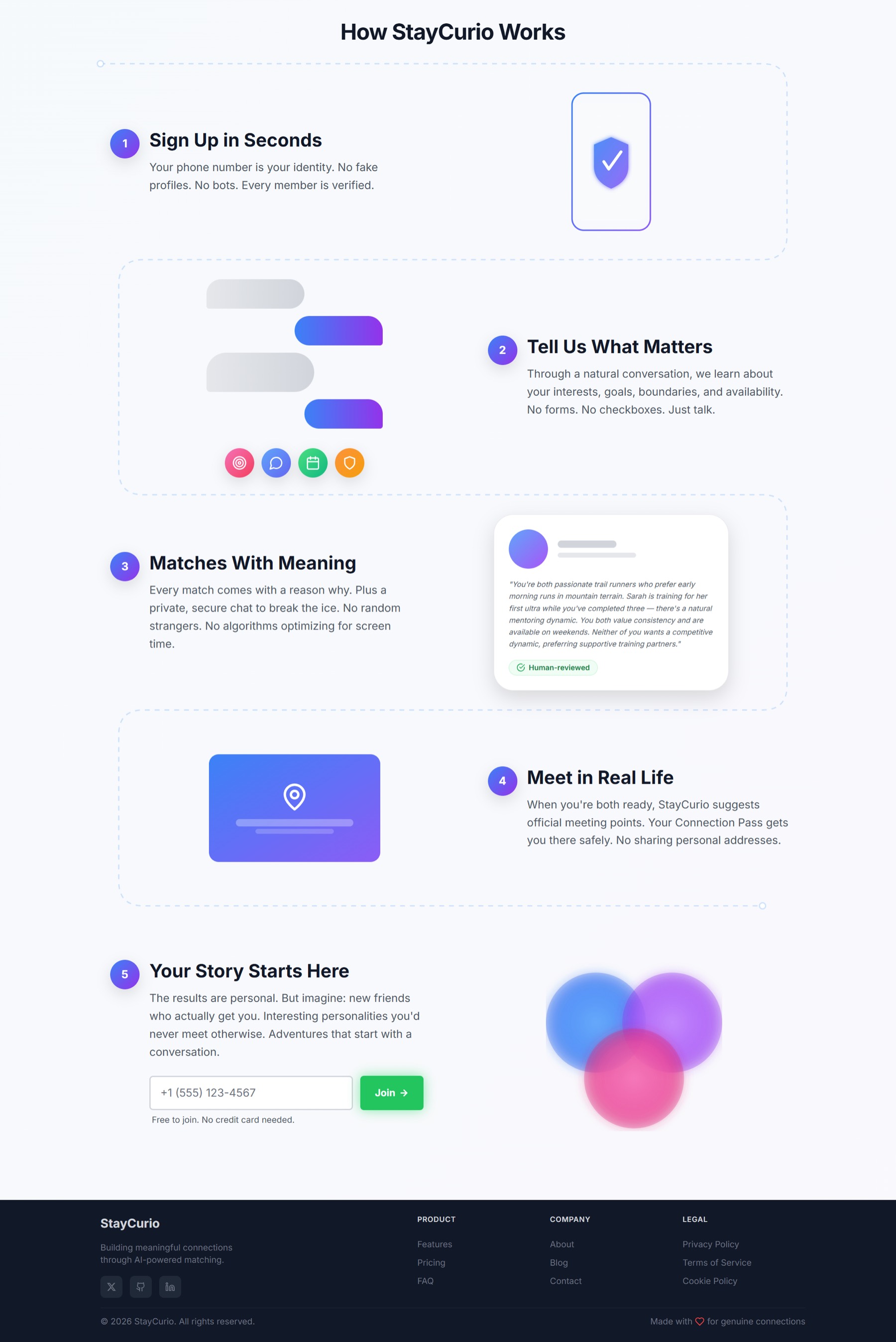 Real Life Friends screenshot: Landing page journey
