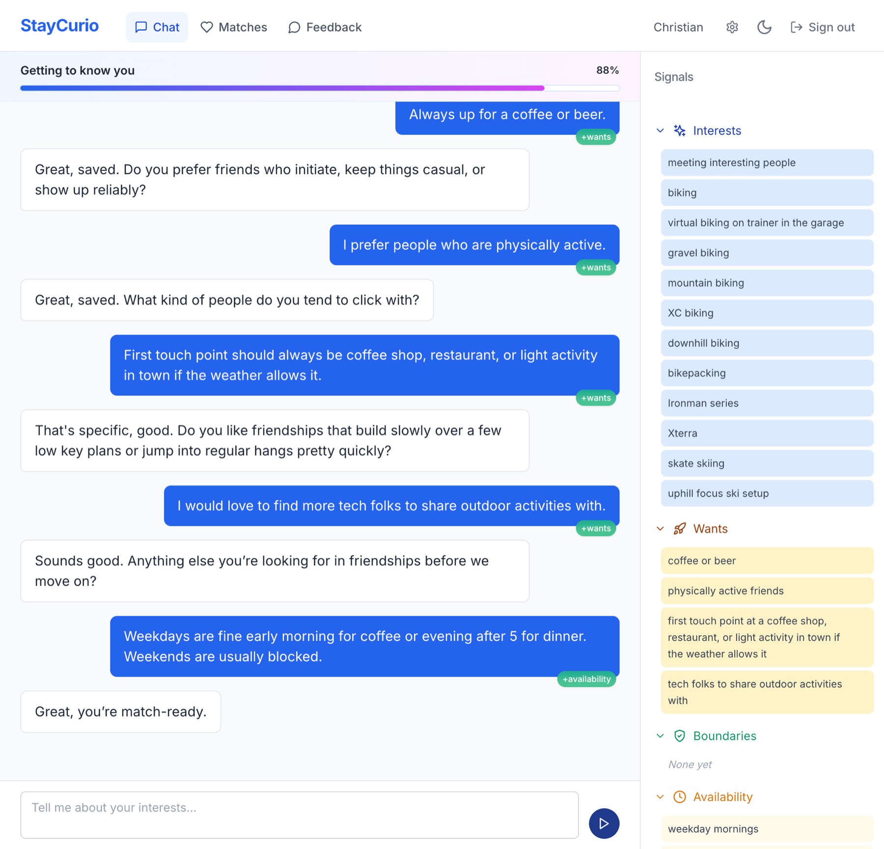 Real Life Friends screenshot: Chat extraction flow