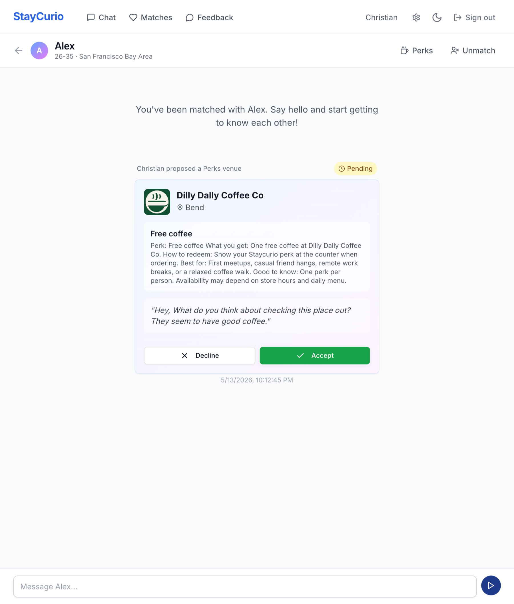 Real Life Friends screenshot: Suggested perk